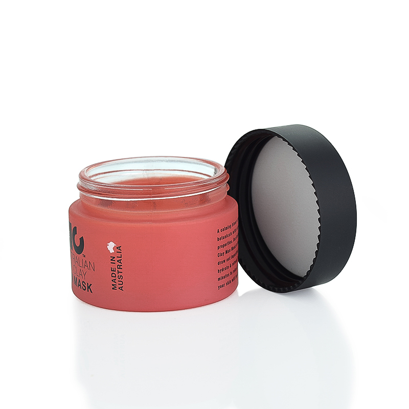 luxury 100ml glass jars 5g 10g 20g 30g 50g 100g 200g custom frosted coral glass cream jar matte black lid