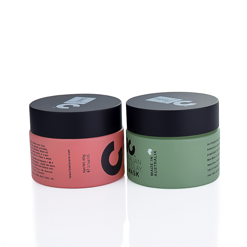 luxury 100ml glass jars 5g 10g 20g 30g 50g 100g 200g custom frosted coral glass cream jar matte black lid