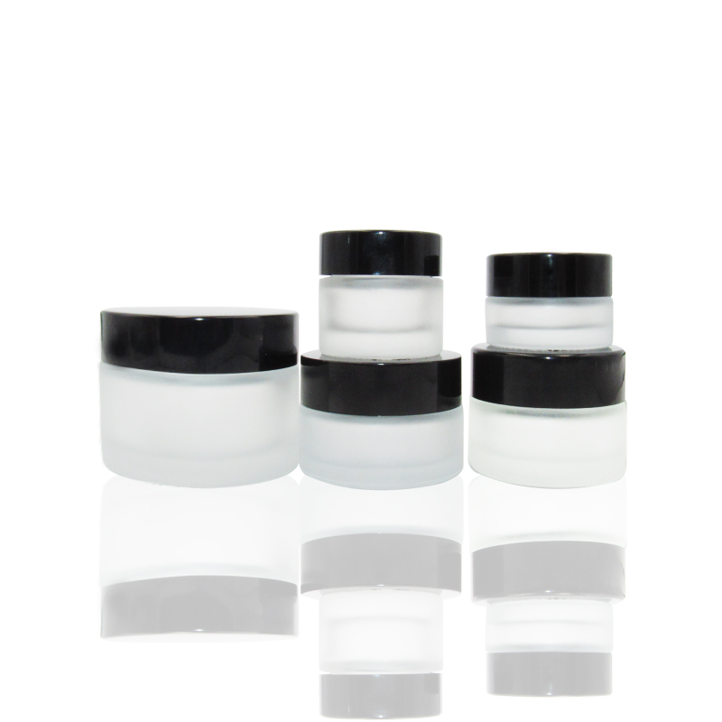 luxury 10g clear frosted amber glass cosmetic containers cream jars with lids