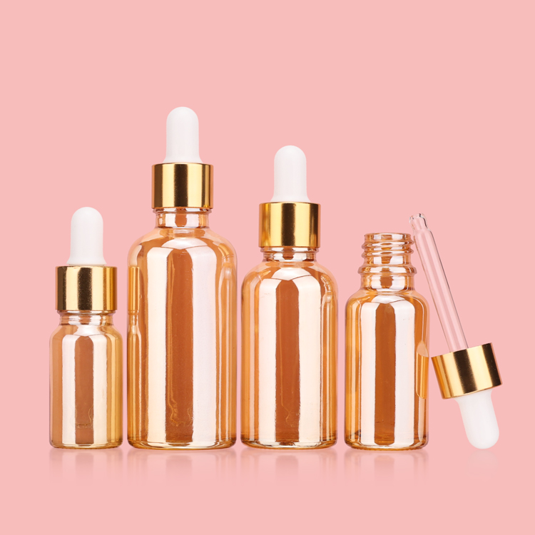 luxury 10ml 15ml 20ml 30ml 50ml 100ml 5ml 10ml electroplated silver gold glass dropper bottle wholesale