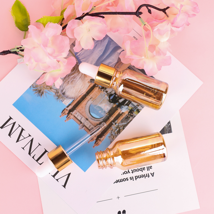 luxury 10ml 15ml 20ml 30ml 50ml 100ml 5ml 10ml electroplated silver gold glass dropper bottle wholesale