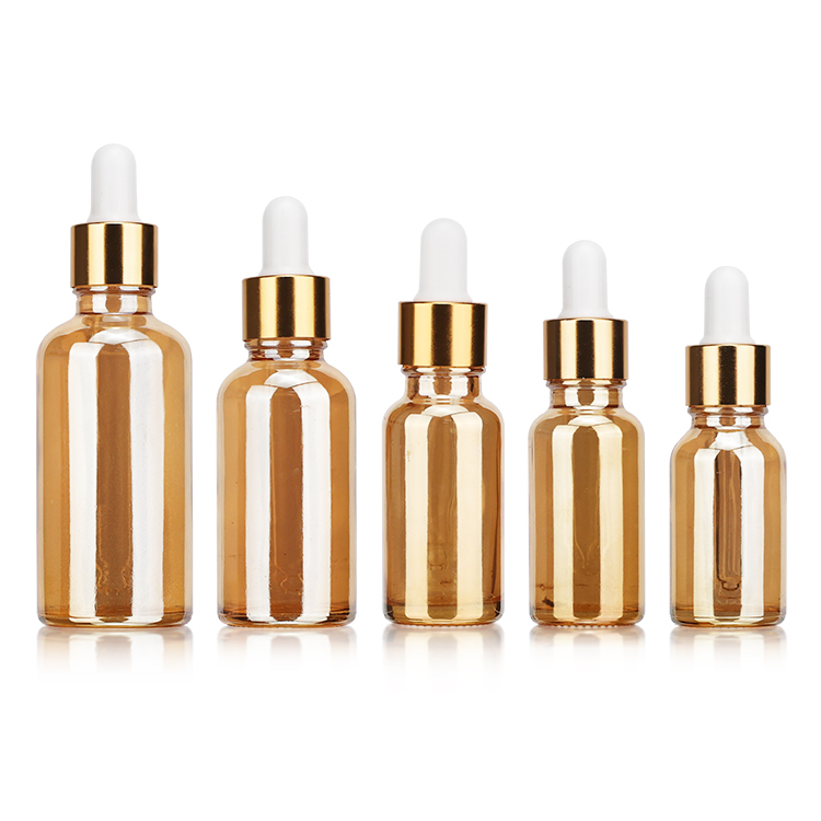 luxury 10ml 15ml 20ml 30ml 50ml 100ml 5ml 10ml electroplated silver gold glass dropper bottle wholesale