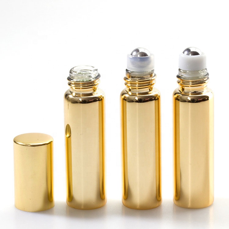 luxury 10ml mini travel empty custom rose gold/silver perfume roller ball roll on bottle for essential oil