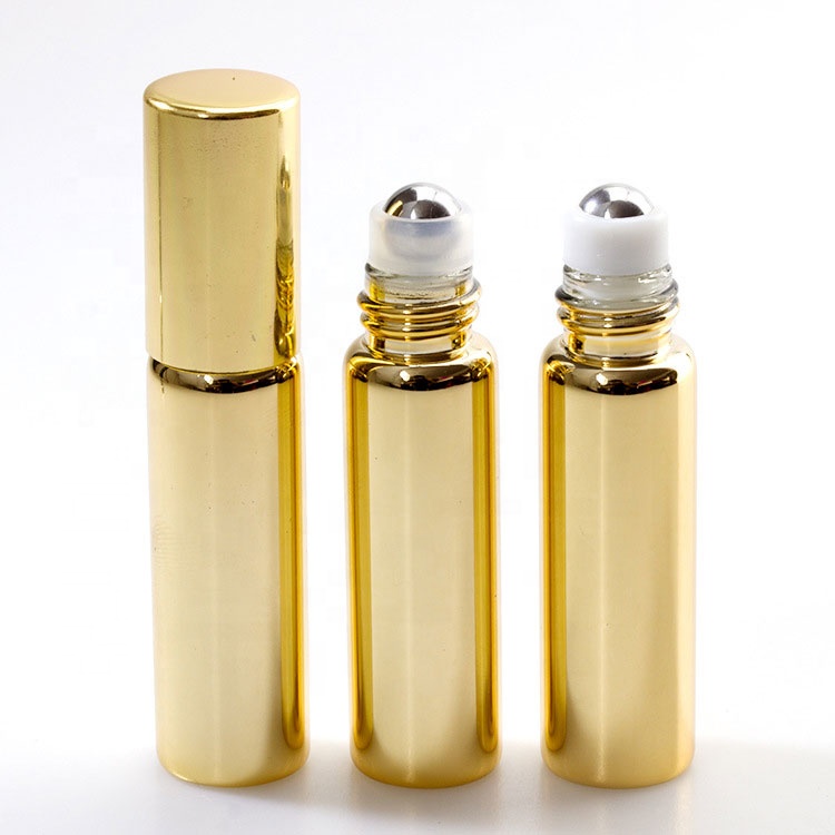 luxury 10ml mini travel empty custom rose gold/silver perfume roller ball roll on bottle for essential oil