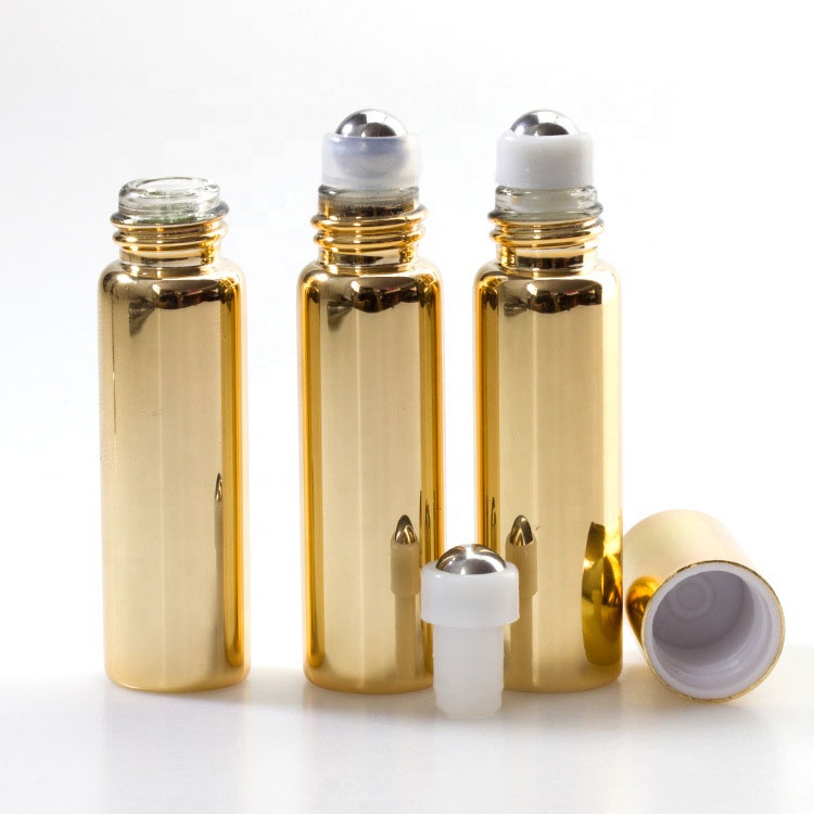 luxury 10ml mini travel empty custom rose gold/silver perfume roller ball roll on bottle for essential oil