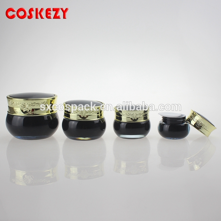 luxury 12g black skin care cream jar acrylic jar