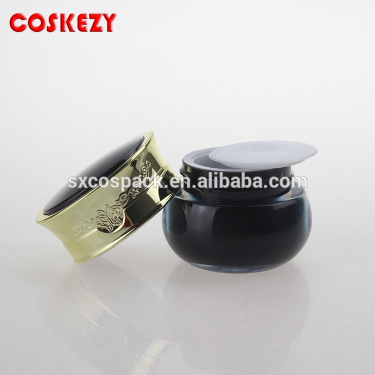 luxury 12g black skin care cream jar acrylic jar