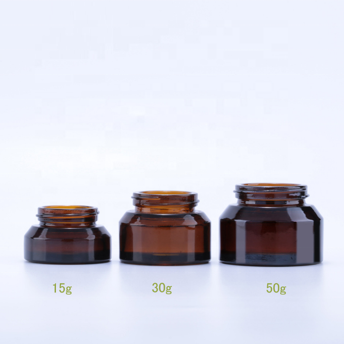 luxury 15g 30g 50g amber cosmetics packaging and containers glass cream jar