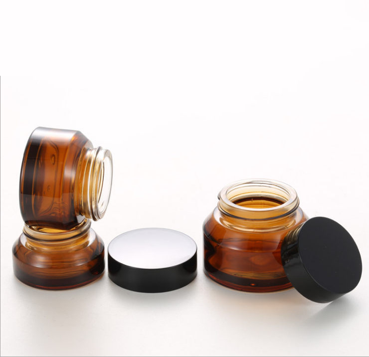 luxury 15g 30g 50g amber cosmetics packaging and containers glass cream jar
