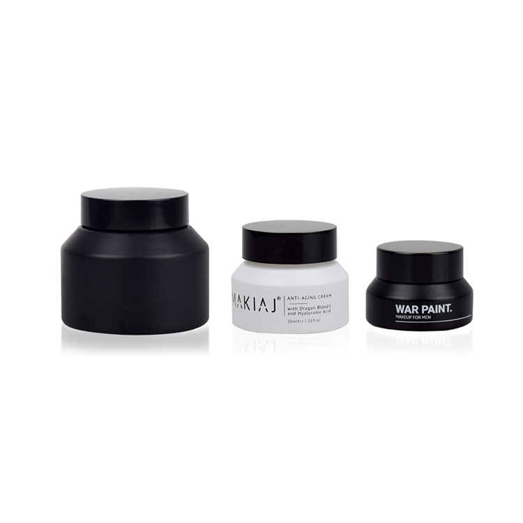 luxury 15ml 30ml 50ml 100ml white black cream jars 15g 30g 50g 100g cosmetic matt black glass jar with black screw cap