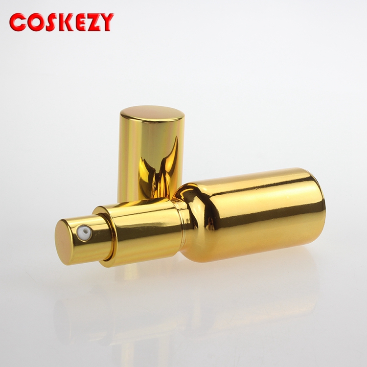 luxury 15ml empty silver/gold glass serum bottle with pump