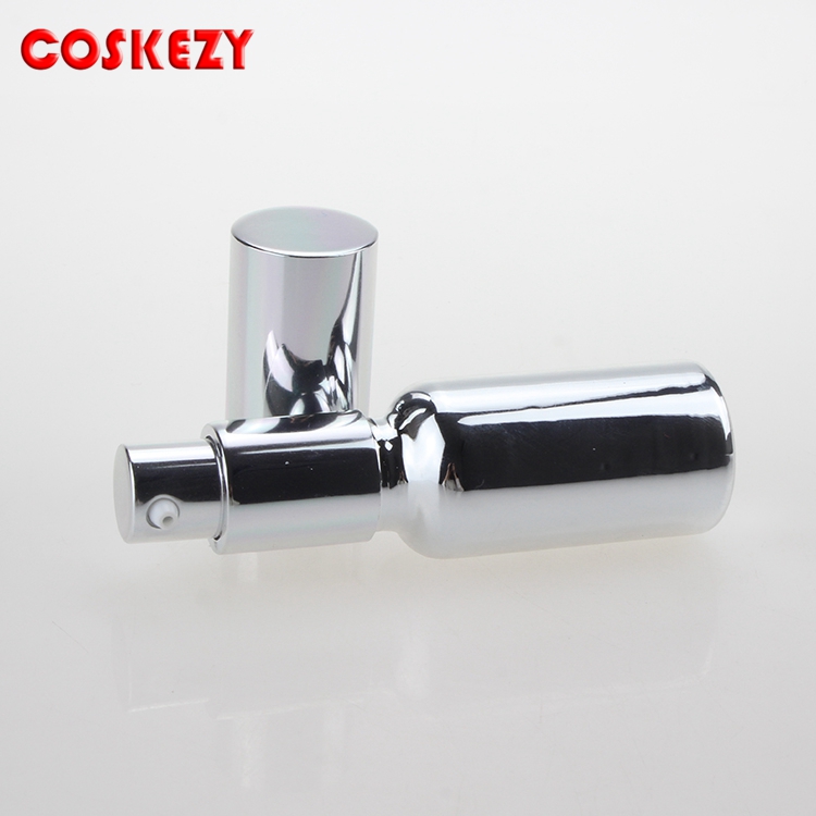 luxury 15ml empty silver/gold glass serum bottle with pump