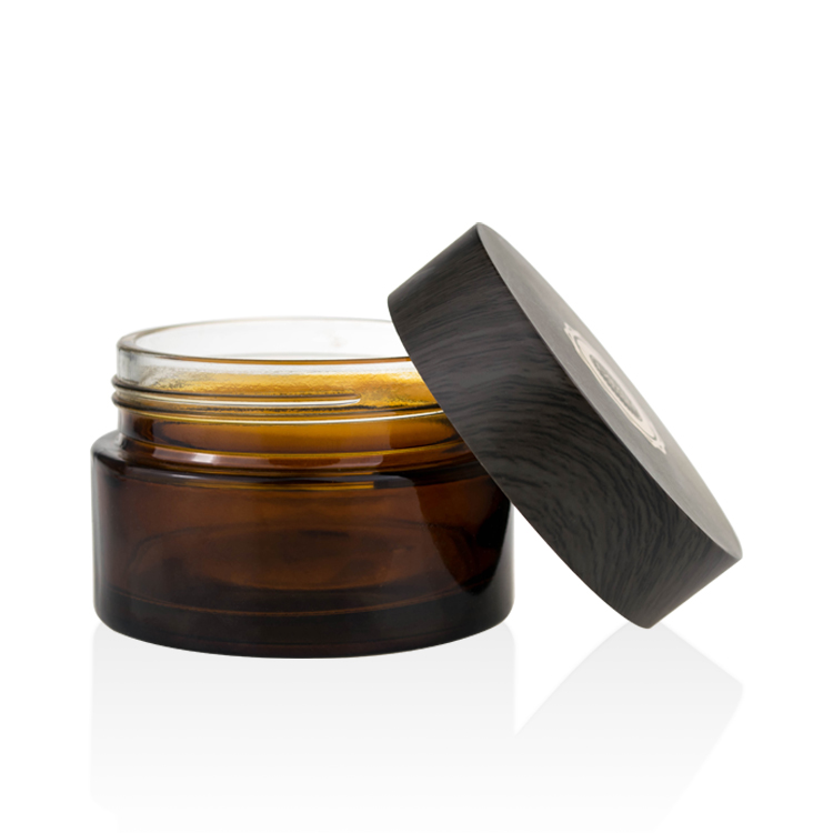 luxury 1oz 2oz 4oz 16oz 8oz 5g 10g 20g 30g 50g 100g 200g suger body scrub cream thick heavy amber glass jar wooden lid