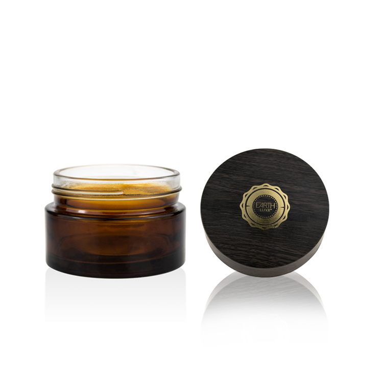 luxury 1oz 2oz 4oz 16oz 8oz amber glass jar cosmetic 5g 10g 20g 30g 50g 100g 200g suger body scrub amber glass jar wooden lid