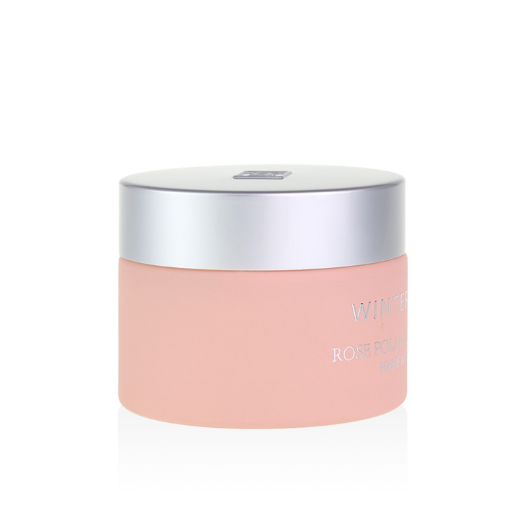 luxury 1oz 2oz matte pink glass jar cosmetic 5g 10g 20g 30g 50g 100g 200g pink frosted glass cream jar with embossed lid