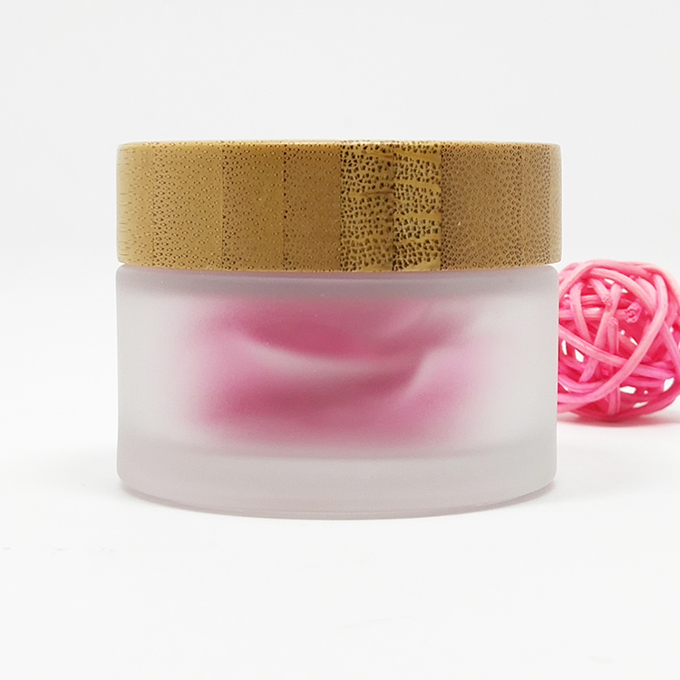 luxury 1oz 2oz matte pink glass jar cosmetic 5g 10g 20g 30g 50g 100g 200g pink frosted glass cream jar with embossed lid