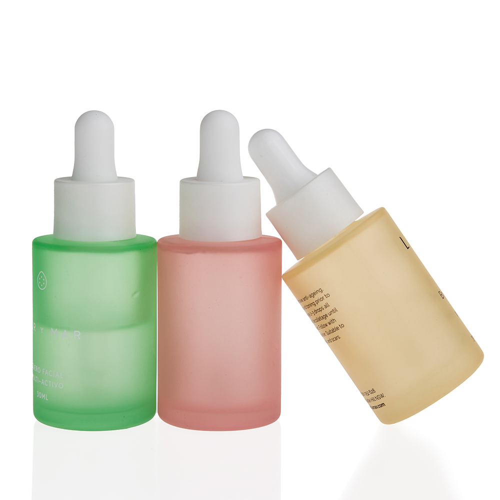 luxury 1oz glass serum dropper bottle 30ml 40ml 50ml 60ml 80ml 100ml 120ml herbal extracts pink frosted glass dropper bottle