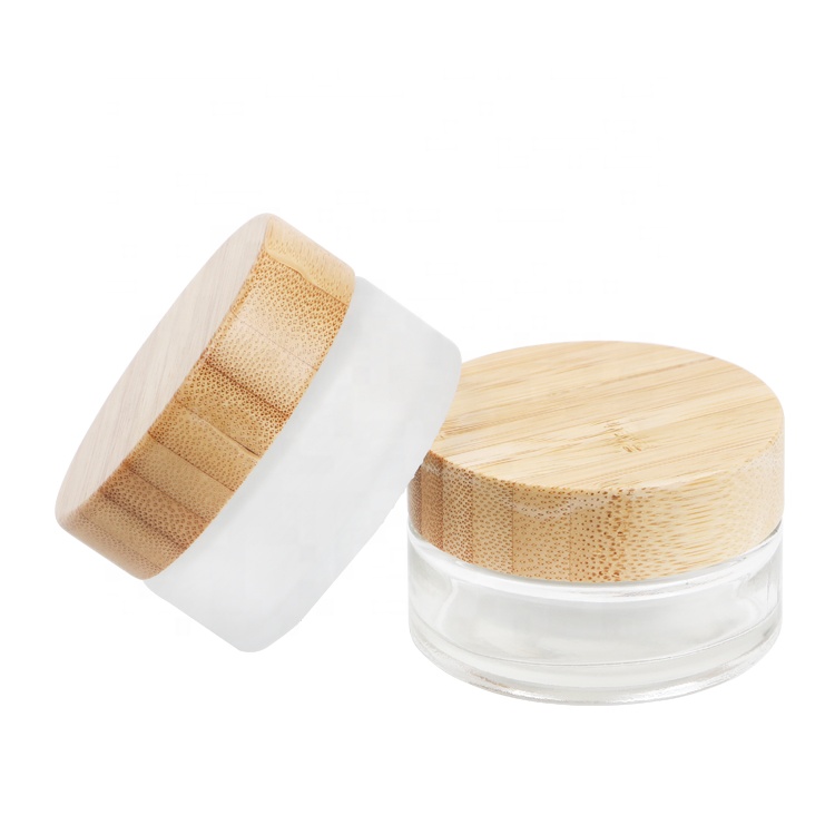 luxury 2020 eco face cream container round 15g 30g 50g 100g cosmetics glass jars bamboo cap