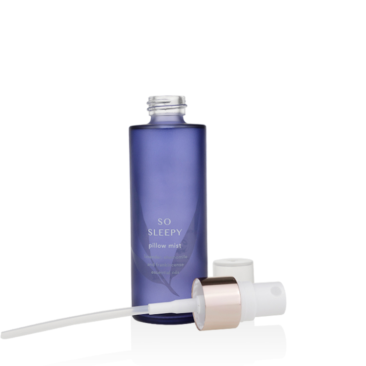 luxury 20ml 30ml 40ml 50ml 60ml 100ml 120ml thick base blue frosted glass bottle with rose gold spray