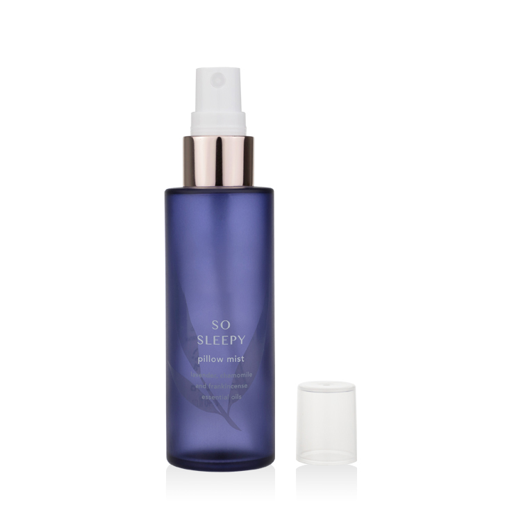 luxury 20ml 30ml 40ml 50ml 60ml 100ml 120ml thick base blue frosted glass bottle with rose gold spray