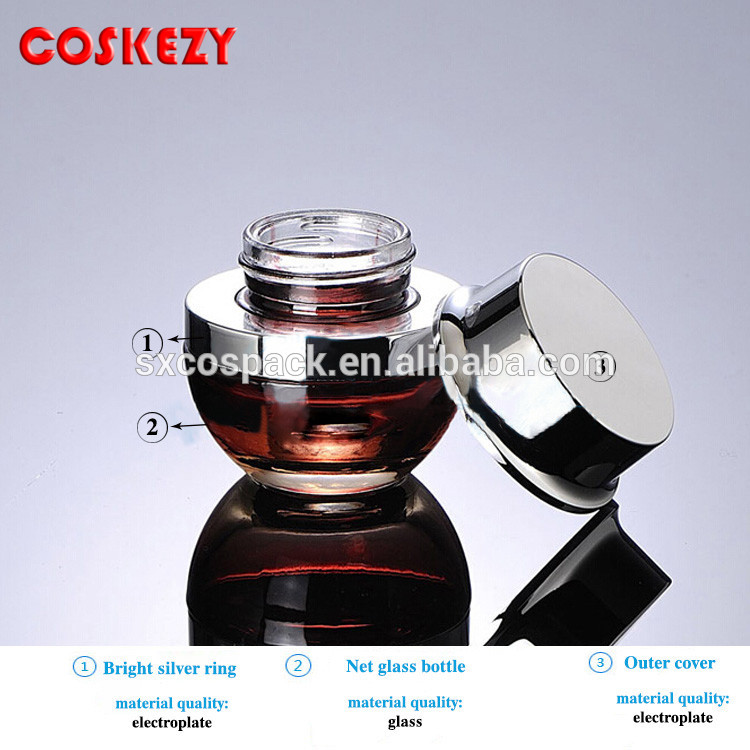 luxury 20ml red empty container for eye cream, glass cram jar from China