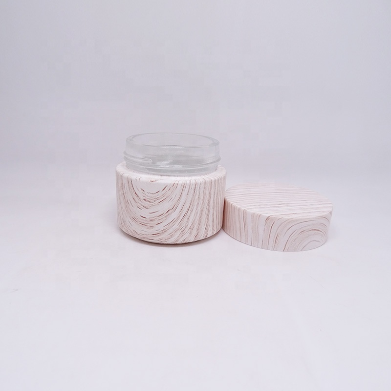 luxury 30g 50g 100g empty cosmetic tinting water transfer printing face cream packaging glass jar set container