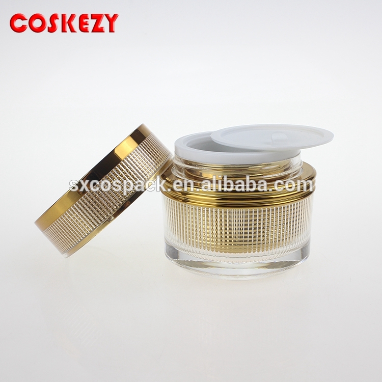 luxury 30g gold plastic cosmetic acrylic cream jar facial mask /face cream