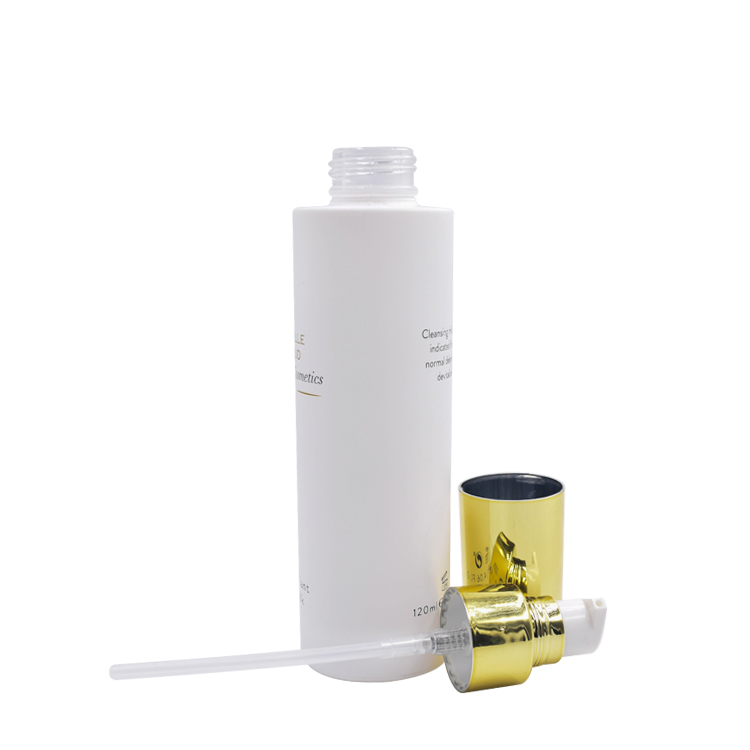 luxury 30ml 50ml 100ml 120ml 150ml round white serum cosmetics containers and packaging glass bottlesfor liquor  with gold cap