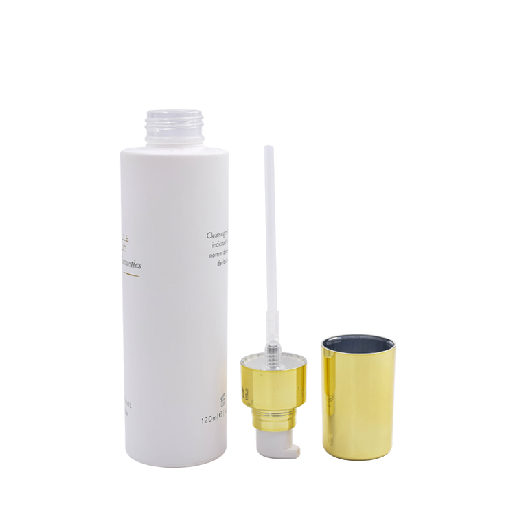luxury 30ml 50ml 100ml 120ml 150ml round white serum cosmetics containers and packaging glass bottlesfor liquor with gold cap