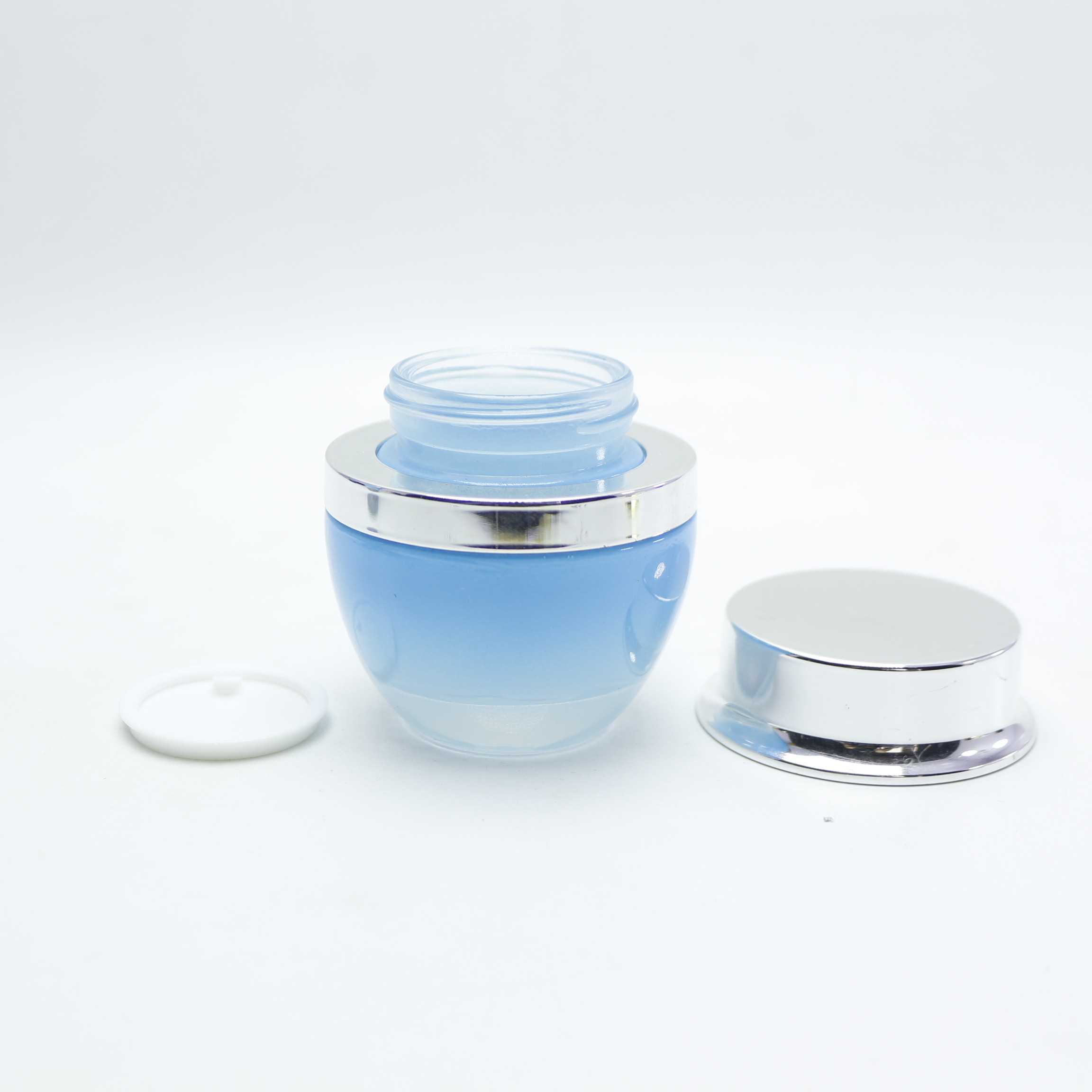 luxury 30ml 50ml 100ml 120ml 20g 30g 50g glass blue lotion bottle and jar set for personal skincare cosmetic LB-45D