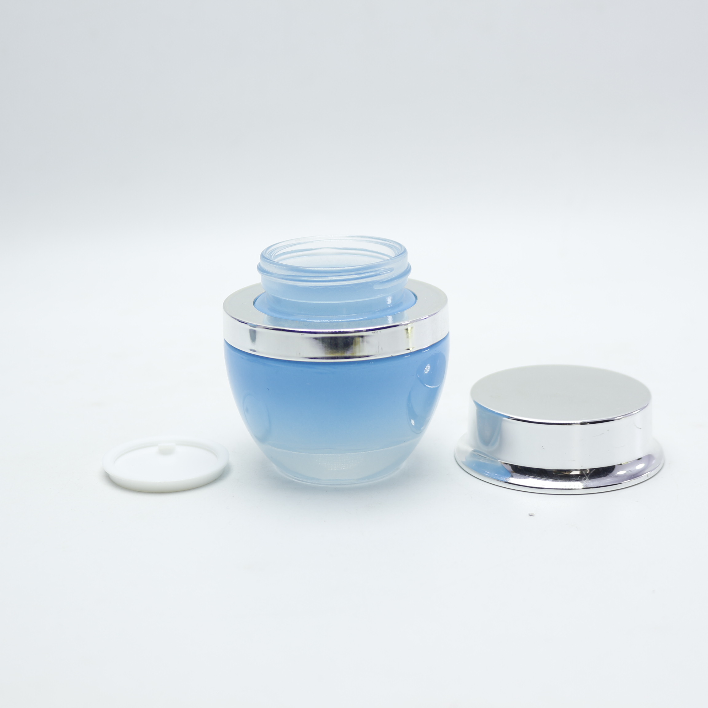 luxury 30ml 50ml 100ml 120ml 20g 30g 50g glass blue lotion bottle and jar set for personal skincare cosmetic LB-45D