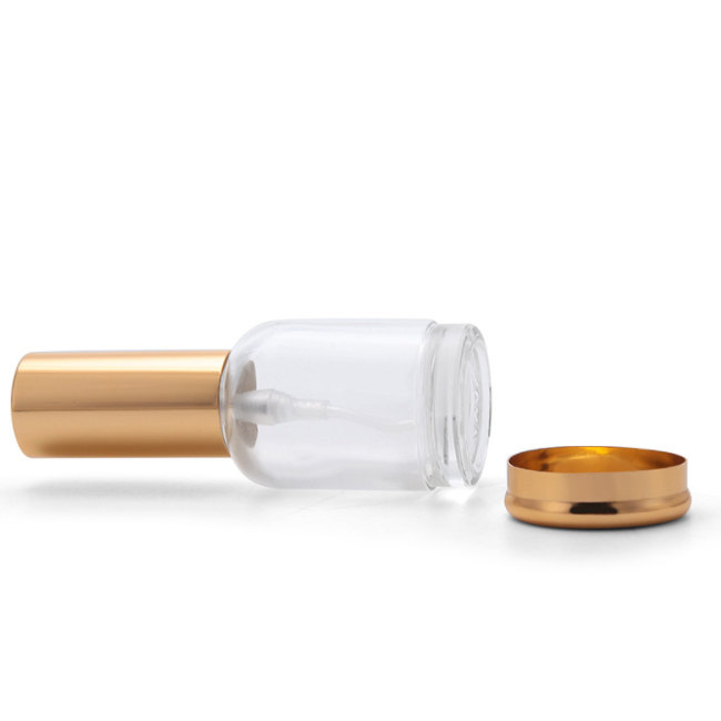 luxury 30ml clear glass round CBD cosmetic essential oil spray bottle perfume bottle container with gold mist sprayer lid bottom