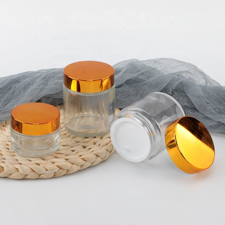 luxury 30ml frosted cosmetic glass cream jar with silver / golden cap high quality skin care use frosted glass jar