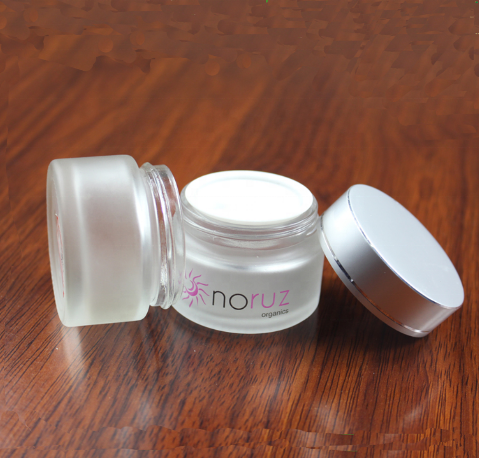luxury 30ml frosted cosmetic glass cream jar with silver / golden cap high quality skin care use frosted glass jar