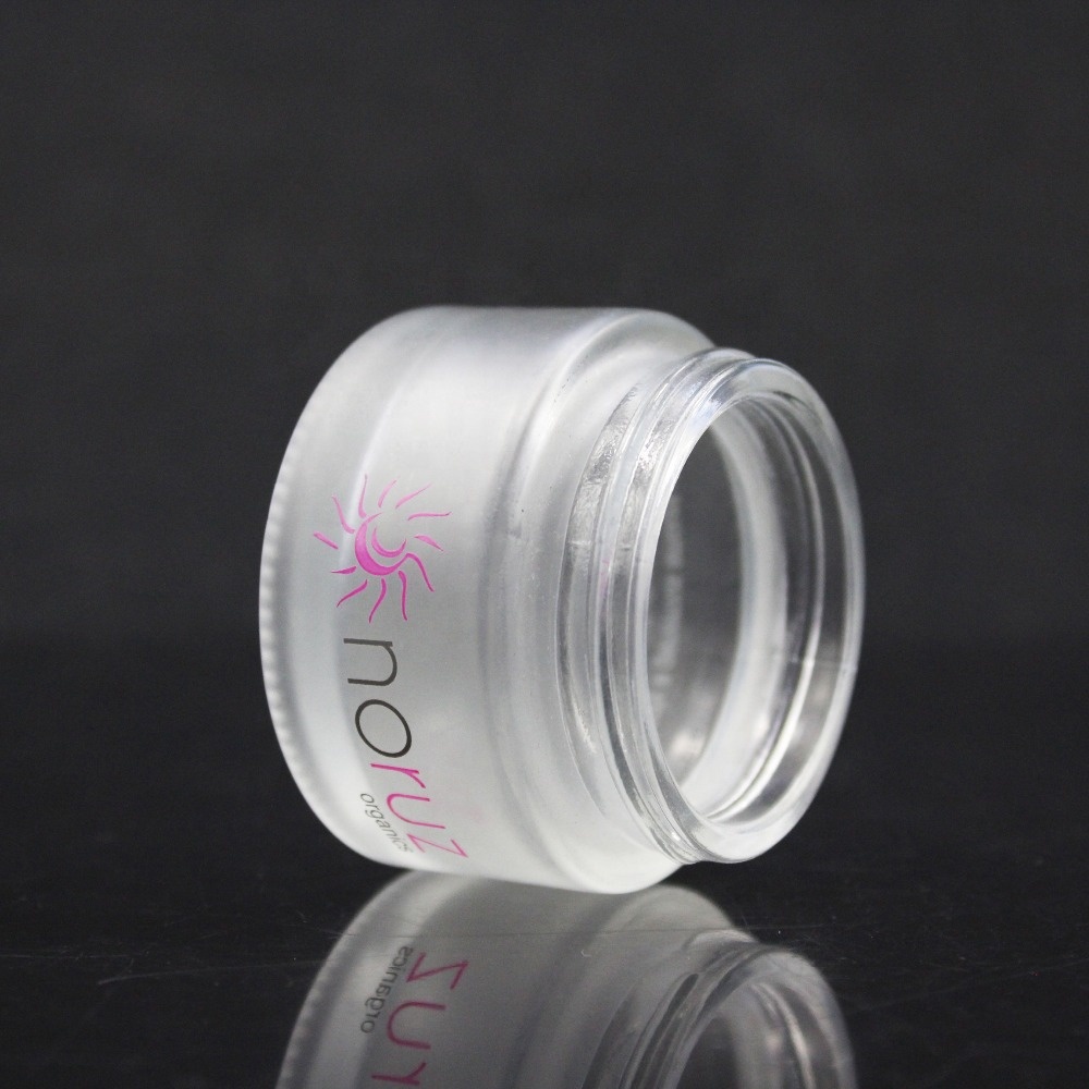 luxury 30ml frosted cosmetic glass cream jar with silver / golden cap high quality skin care use frosted glass jar