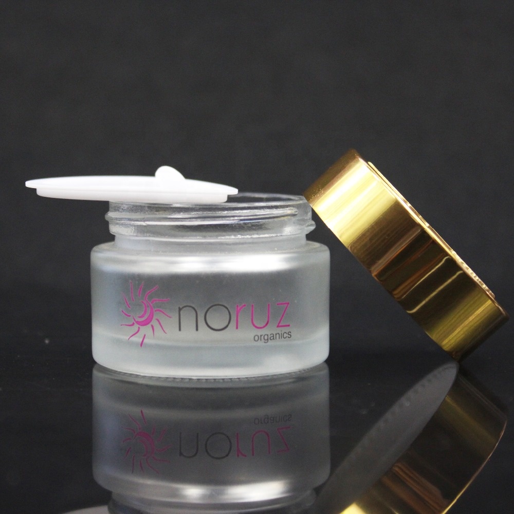 luxury 30ml frosted cosmetic glass cream jar with silver / golden cap high quality skin care use frosted glass jar