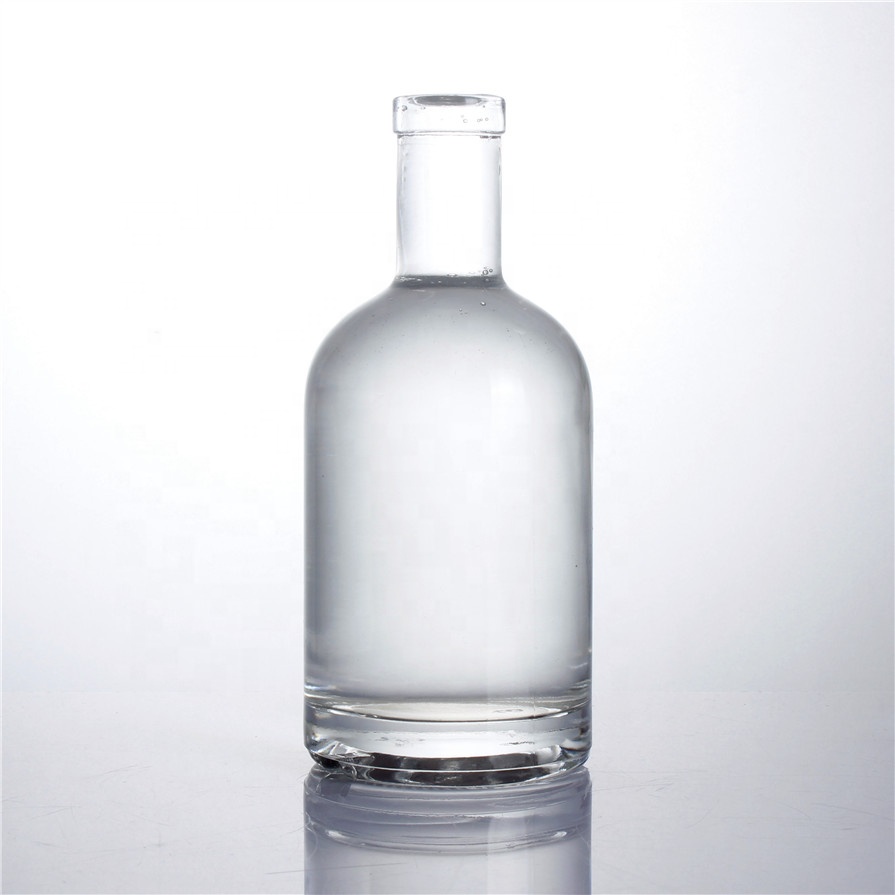 luxury 375 ml 500 ml 750 ml 1000 ml cork top screw GPI top cap round whiskey vodka brandy spirits glass bottles