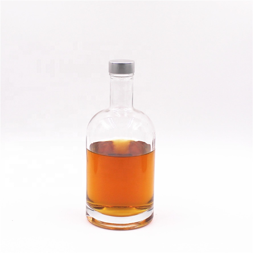 luxury 375 ml 500 ml 750 ml 1000 ml cork top screw GPI top cap round whiskey vodka brandy spirits glass bottles