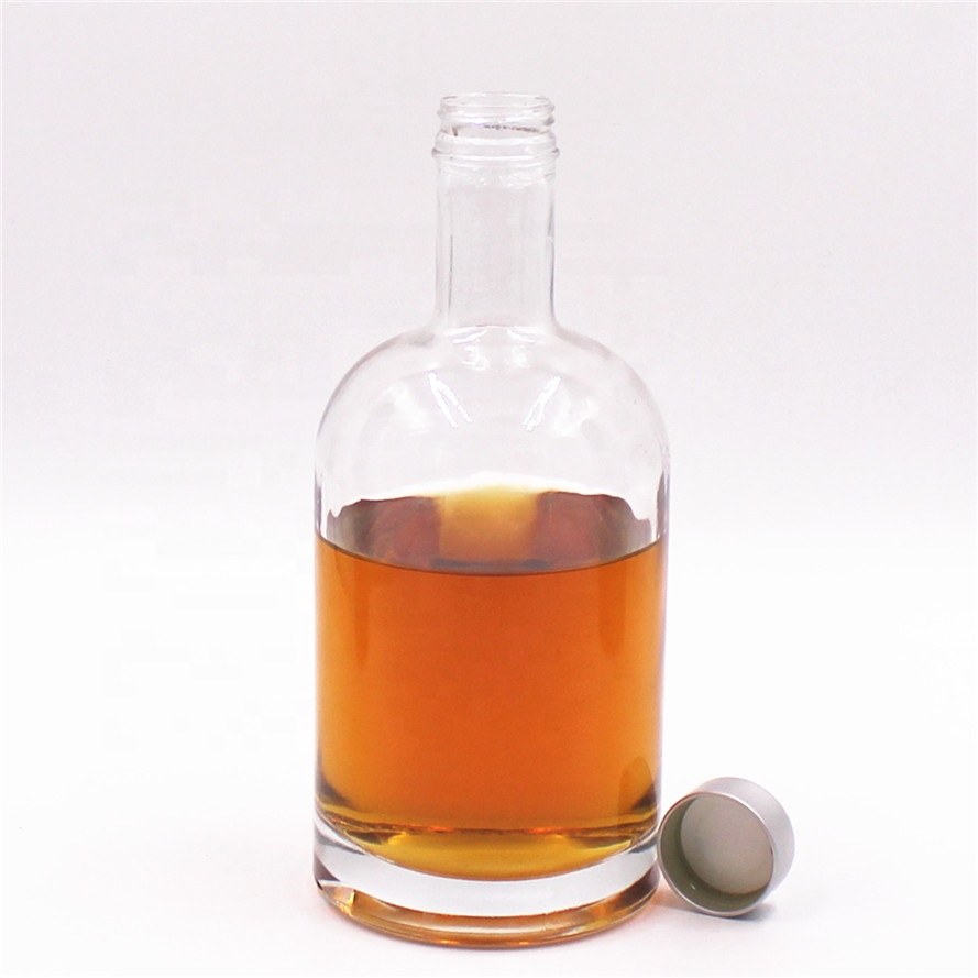 luxury 375 ml 500 ml 750 ml 1000 ml cork top screw GPI top cap round whiskey vodka brandy spirits glass bottles