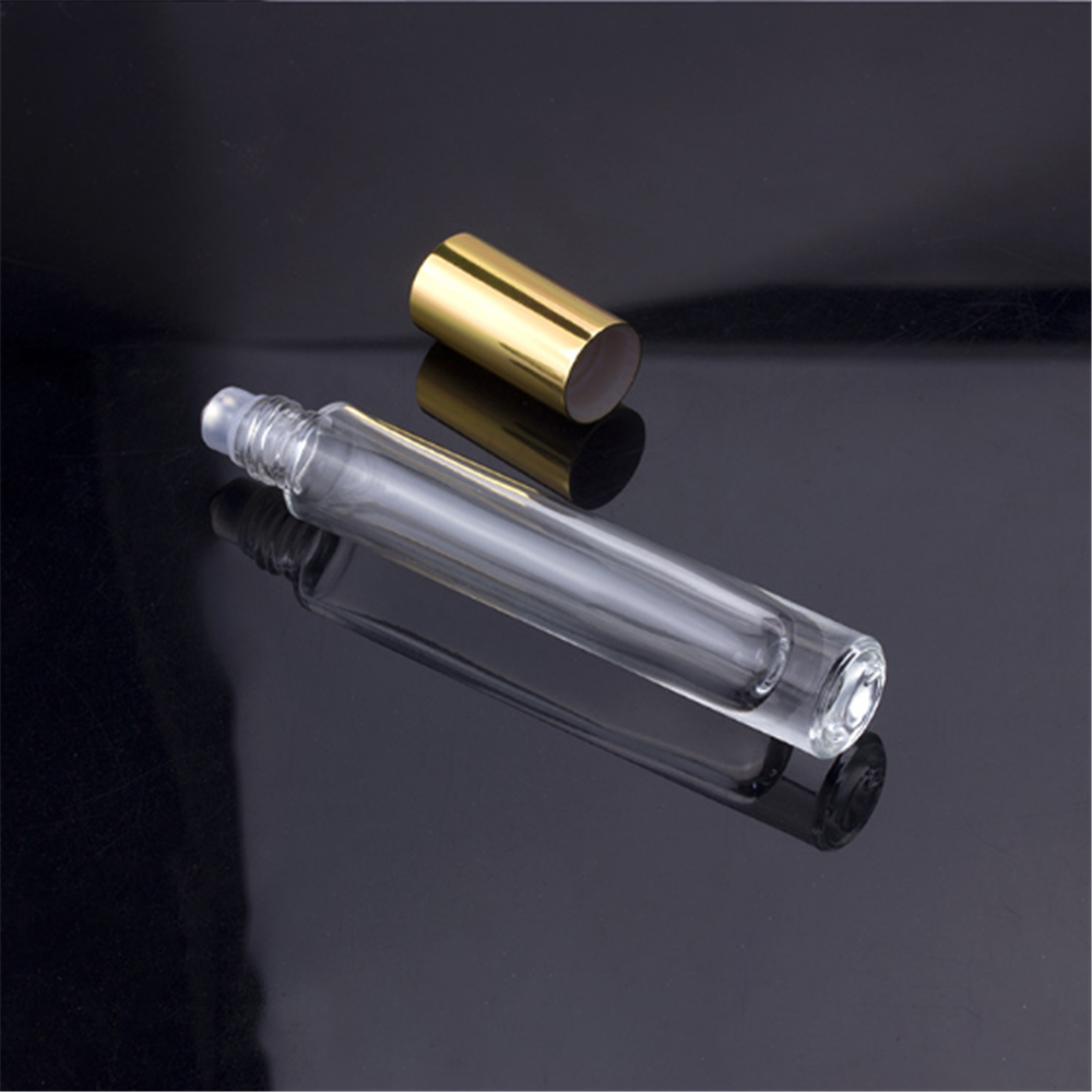 luxury 3ml 5ml 10ml 30ml clear amber frosted blue green perfume glass essential oil roller bottle variety size with golden cap