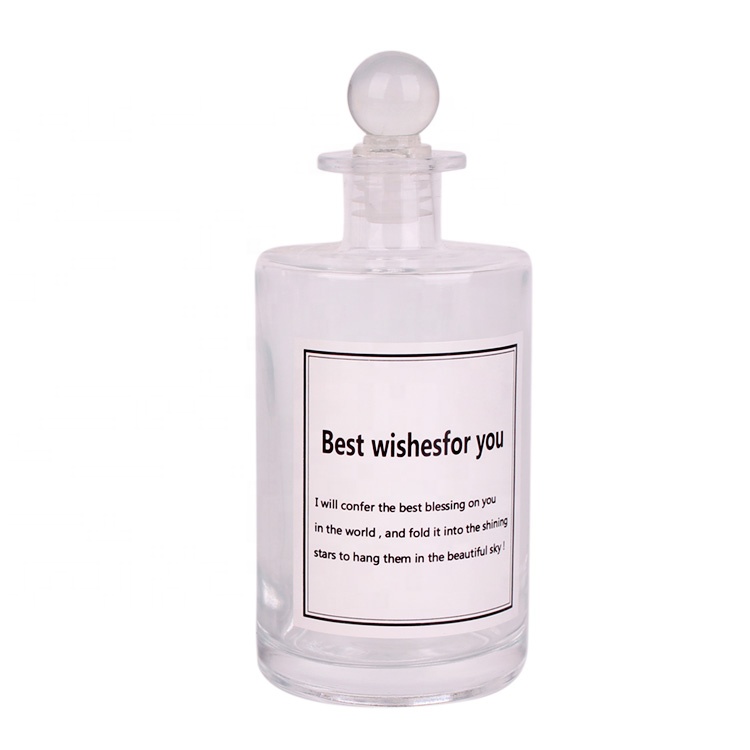 luxury 500ml  empty clear glass diffuser bottle round glass aroma bottle with glass stopper
