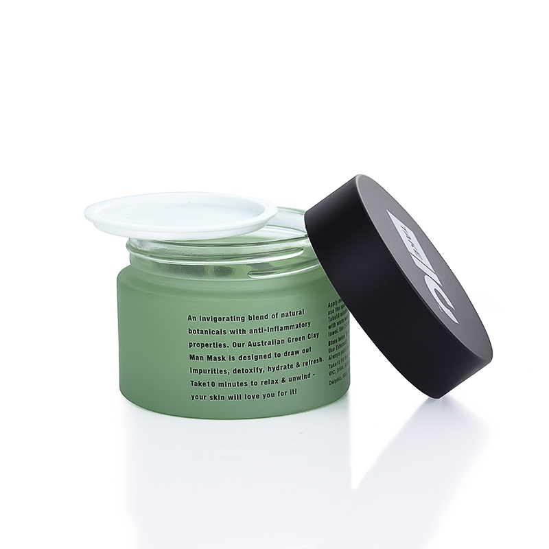 luxury 50ML clay mask glass jar 5g 10g 20g 30g 50g 100g 200g custom matte dark green glass cream jar matte black lid
