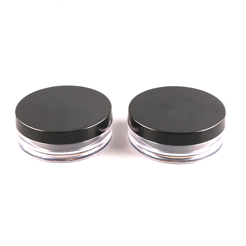 luxury 50g clear round empty acrylic cosmetic jar with black cap