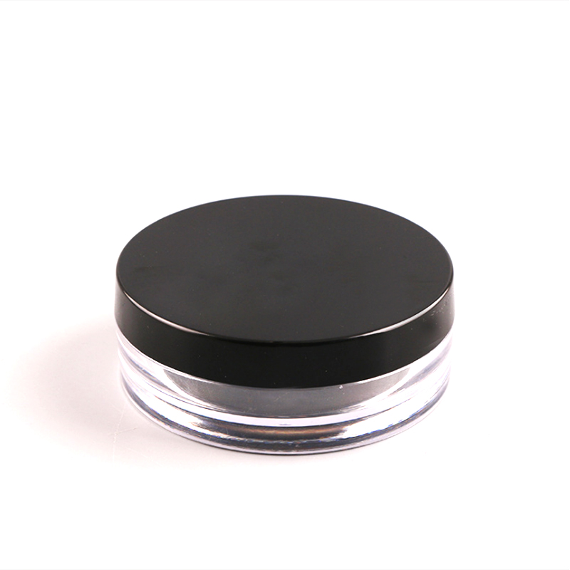 luxury 50g clear round empty acrylic cosmetic jar with black cap