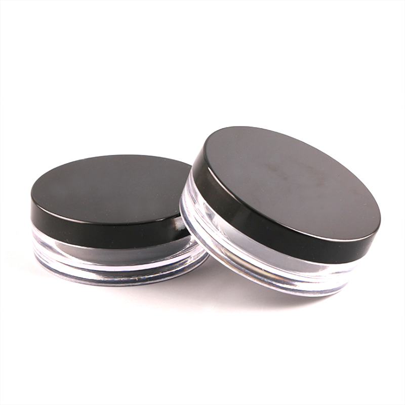 luxury 50g clear round empty acrylic cosmetic jar with black cap
