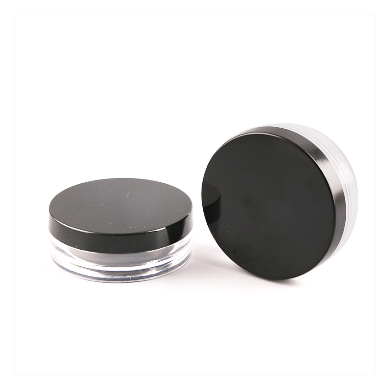 luxury 50g clear round empty acrylic cosmetic jar with black cap