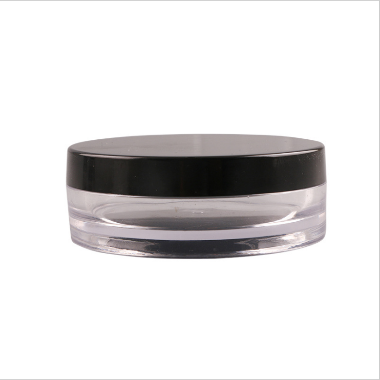 luxury 50g clear round empty acrylic cosmetic jar with black cap