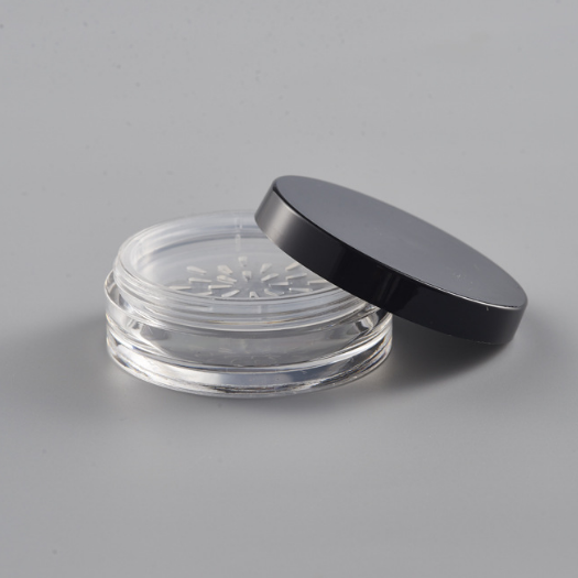 luxury 50g clear round empty acrylic cosmetic jar with black cap