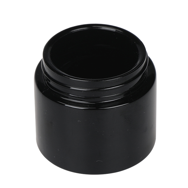 luxury 50ml glass black uv cosmetic cream men's skin care jar hemp smell proof storage with black lid OEM custom print