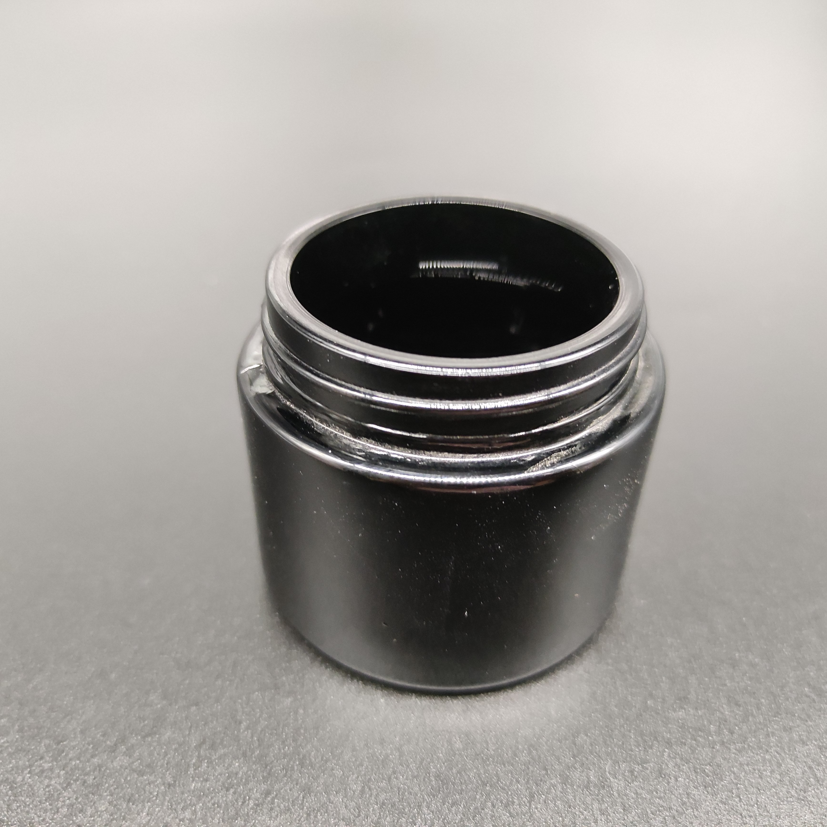 luxury 50ml glass black uv cosmetic cream men's skin care jar hemp smell proof storage with black lid OEM custom print